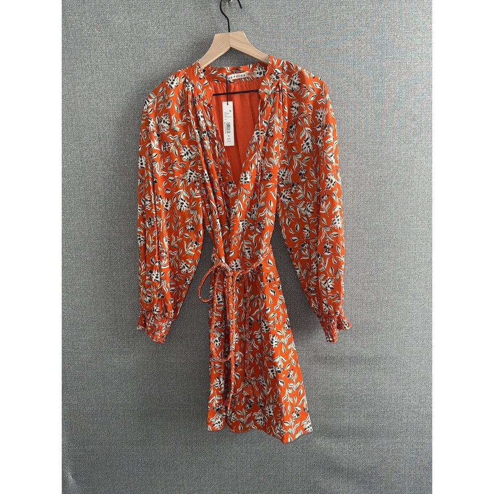 NWT- Alice + Olivia 'Lilian' Linen-Blend Mini-Dress, Free Swinging Sienna - 8